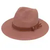 Sombrero de Paja Panamá de Verano Accesorios de Cinturón Amarillo Sombrero de Paja Playa Transpirable Casual Sombrero Jazz Venta al por Mayor