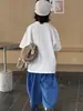 Camiseta de Chicos Queso y Gato Verano 2026 Nuevo Estilo Callejero Estampada Superior Coreano Casual Versátil Manga Corta