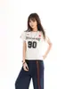 Camiseta de Verano con Estilo Retro Deportivo Nueva Tendencia Cuello Redondo Mangas Raglán Cortas para Mujer Verano Hombro Normal Corte Ajustado Estilo Chica Picante