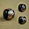 Madera de Palisandro Hoja Pequeña Incrustada con Plata Talismán de los Ocho Inmortales Hilo de Cuentas Sueltas Estilo Antiguo Cuentas de Madera de Ébano Incrustada Estilo Chino Ocho Tesoros Accesorios de Joyería para Manos