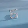 Anillo Ajustable Irregular Ovalado de Doble Capa con Circonita de Lujo Ligero Estilo Europeo y Americano, Anillo Sencillo y Exquisito, Joyería de Moda Personalizada