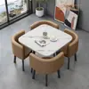 Mesa e Cadeiras Simples Modernas para Negócios e Recepção de Convidados, Mesa Redonda Pequena para Lanchonete de Chá com Leite, Mesa de Jantar