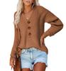 Suéter Feminino Novo Amazon Pulôver de Botão Estrito Transfronteiriço Europeu e Americano Outono e Inverno Solto Elegante Suéter com Decote V Moderno