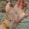 Pulsera de Cristal Blanco Irregular Natural de 10 mm para Mujer, Diseño de Nicho, Elegante