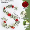 Amazon Transfronterizo Rosa Roja Artificial Enredadera Hojas de Eucalipto Ginkgo Boda Hogar Techo Pared Decoración Flores Falsas