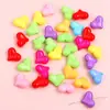 Cuentas de Acrílico de Color Sólido Transparente con Forma de Corazón Melocotón Accesorios para Cadena de Teléfono Hecha a Mano DIY Pulsera Collar Joyería