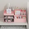 Caixa de armazenamento de cosméticos tipo gaveta, organizador de joias e batom de desenho animado, caixa de armazenamento de papelaria compartimentada simples para mesa