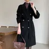 Gola de Tweed Dupla Face Vestido Jaqueta Clássica de Seis Botões Estilo Hepburn Tamanho Pequeno Solto Casual Lã Pura Casaco Outono Inverno