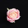 Cabeças de flores de rosa em pintura a óleo artificial, centro de botão de rosa, decoração de parede de rosa, buquê, flor para chapéu, fabricação de flores DIY