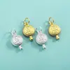 Acessório de prata pura S990, pingente redondo oco leve com o caractere "Fu", amuleto de saúde e felicidade, pingente DIY para pulseira ou pulseira de pulso