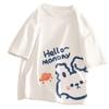 Camiseta de manga corta para niña, verano 2022, nueva, para niños, estilo occidental, de algodón con dibujos animados, de media manga, moderna.