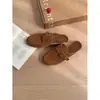 Mules de Couro de Vaca para Calçar Sem Cadarço para Mulheres, Novo Estilo Verão 2025, Sandálias Planas para Uso Externo, Fáceis de Calçar, Solado Macio, Sapatos Birkenstock