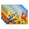 Manteles Individuales de Lino para Primavera y Verano Transfronterizos, Flores de Girasol, Decoración de Cocina, Mesa de Comedor, Aislamiento Térmico, Mantel Antideslizante
