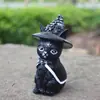 Ornamentos de Halloween Mais Vendidos Transfronteiriços Artesanato de Resina Gato Mágico Estação Independente Escultura de Animal Decorações de Mesa