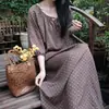 Bata de noche Laiqufeng anti-granos talla extra algodón seda, vestido morado para mujer, vestido largo casual de verano, adelgazante para mujeres de talla grande