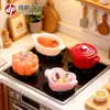 Micro-paisagem Desenho Animado Simulação Abóbora Pequeno Pote de Ferro Casa de Bonecas Cenário Acessórios Decorativos DIY Mini Enfeites de Mesa