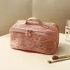 Bolsa de Maquiagem de Grande Capacidade, Bolsa Almofada de Renda Estilo Chinês, Lavável, Repelente à Água, Para Levar na Mão, Bonita, Luxo Leve, Bolsa de Armazenamento Portátil