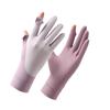 Guantes de seda de hielo de verano, transpirables, para exteriores, antideslizantes, con protección solar, antiultravioleta y pantalla táctil para mujer.