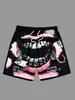 Shorts de Praia Masculino Respirável e Amigo da Pele Verão Novo Estilo Graffiti de Anjo Impressão 3D Malha Solto Confortável Casual
