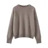 Suéter casual de alta costura pronto para usar, 100% lã escovada, novo para outono e inverno, feminino, de corte solto, com gola redonda