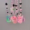 Acessórios Infantis Meninas Desenho Animado Princesa Conjunto de Colar e Pulseira com Contas Colar com Pingente de Menina Acessórios de Joias para Bebê