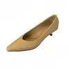 Outono 2026 Sapatos de Salto Baixo Apontados em Tricô Relevo para Mulheres, Boca Rasa, Confortáveis para o Trabalho, Salto Fino, Salto Alto