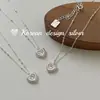 Collar con Colgante de Corazón Pequeño con Diamante Pequeño de Plata de Ley S925 de Alta Gama con Textura Delicada Elegante de Diseño de Nicho Dongdaemun de Corea del Sur