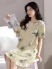 2026 Nuevo Verano Manga Corta Mujer Holgado, Cómodo, Dulce Bata de Noche, Dibujos Animados Lindos, Vestido Adelgazante Lindo