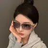 Óculos de Sol Futuristas Ovais Cat-Eye Sem Aro Tendência 2026 para Mulheres, Óculos de Sol Personalizados Retro Hot Girl