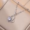 Collar para Mujer, Estilo Celebridad de Internet, Circonita en Forma de Corazón, Moda de Nicho, Colgante de Nuevo Diseño, Elegante Conjunto en Forma de Corazón, Collar de Acero de Titanio