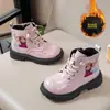 Botas Martin de Outono e Inverno Femininas com Pelúcia Nova 2026 Botas Princesa Elsa Botas de Couro Infantis Botas Curtas para Bebê Sola Macia Antiderrapante