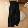 Pantalones casuales para mujer, estilo fino de verano, nueva colección 2026, cintura elástica, corte holgado, diseño recto y fluido, efecto adelgazante, cordón, versátil, longitud cropped