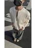 Pit Strip Texture Half Zip Sweater Masculino 2025 Primavera Nova Pesada Manga Longa T-Shirt Moda Marca Solta Jaqueta