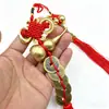 Pingente de Porta Moeda dos Cinco Imperadores de Latão, Decoração de Sala de Estar, Pingente para Carro Nó Chinês, Pequeno Item Vintage com Borla