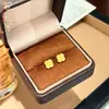 Joyas chapadas en oro de lujo ligero, pendientes de flor de cuatro hojas de cristal de hielo para mujer, pequeños, sencillos, únicos, modernos, versátiles, con alta retención de color