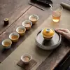Conjunto de Chá Pintado à Mão Estilo Dinastias Tang e Song Inspirado em Bambu, Conjunto de Chá Cerâmico Estilo Antigo para Uso em Sala de Chá, Conjunto Completo com Gaiwan