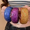 Pulsera Nueva Personalizada de Resina Colorida con Lentejuelas Degradadas para Mujer, Joyería de Moda Única Exagerada de Gama Alta, Pulsera Elegante de Lujo Ligero