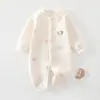 Macacão quente matelassê para bebê, macacão de manga longa para bebê, roupa para engatinhar de recém-nascido, roupas de bebê, pijama de outono e inverno