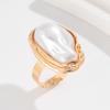 Anillo Abierto Asimétrico Barroco Transfronterizo Europeo y Americano con Perla Imitación Elegante Estilo Ins Aretes Geométricos