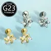 Brincos de Titânio F136, Unissex, Modernos, Piercings Labiais Cravejados com Zircônia, Joias para Body Piercing de Liga de Titânio Integrada Transfronteiriça, Em Estoque