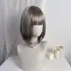 Peluca europea y americana directa de fábrica, peluca femenina negra con flequillo limpio, cabello corto y liso, peluca BOBO de fibra química, cubierta de cabeza completa, una generación de cabello