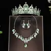 Conjunto de tres piezas de tiara de corona, accesorio para el cabello, collar, pendientes, diadema de corona de novia princesa, accesorios para vestido de novia