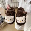 Pantufas de Algodão com Solado Grosso para Mulheres, Gato com Laço de Bolinhas, Novo Lançamento Inverno 2026, Sapatos Peludos Quentes e Confortáveis para Casa
