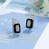 Aretes de Personalidad Europea y Americana Rectangulares Hebilla de Oreja Zircón Colorido Aretes Transfronterizos Sentido Avanzado Temperamento