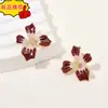 Pendientes rojos Ancola 2024 nuevos de alta gama otoño e invierno pendientes de flor diseño femenino pendientes de nicho