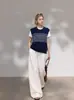 Suéter de Punto Rayado para Mujer, Nuevo Diseño sin Mangas de Cuello Redondo, Top Casual Minimalista Único