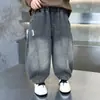 Pantalones de Estilo Primavera y Otoño para Niños 2026 Nuevo Estilo Pantalones Vaqueros Casuales para Niño Guapo Pantalones Largos de Pierna Ancha de Otoño para Niños