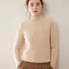 Suéter de Cachemira de Color Sólido para Mujer, Cuello Semi Alto, Holgado, Grueso, Tejido de Cable, Tejido Retro, Suéter Base