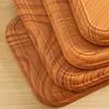 Bandeja estilo retro con imitación de veta de madera, bandeja cuadrada y redonda para servir en la mesa, bandeja para bocadillos, bandeja para té para la sala de estar y el comedor