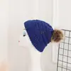 Chapéu de tricô com ponto de bolinha inverno quente bola de lã boné de lã boné monocromático atacado chapéu de curling ao ar livre